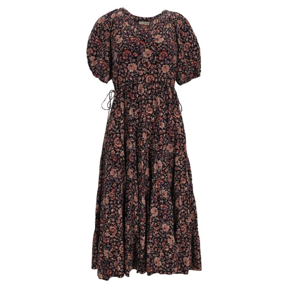 Ulla Johnson Floral Print Midi Dress in Multicolor Cotton